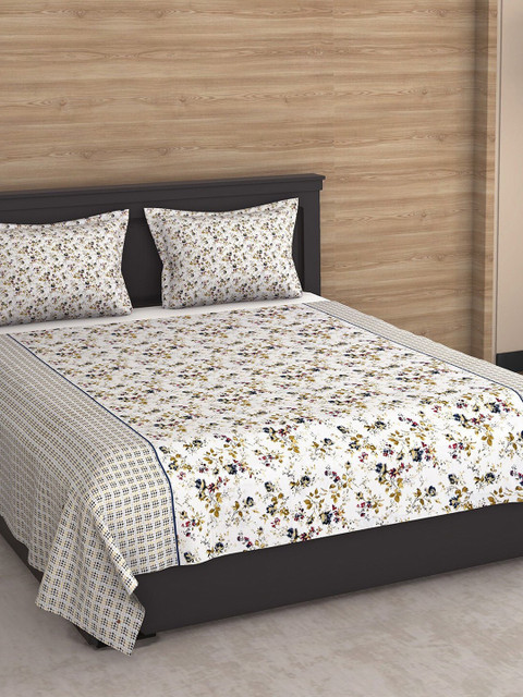 

Varde Multicolour 120 TC Printed Cotton Double King Bedsheet with 2 Pillow Covers, Multi