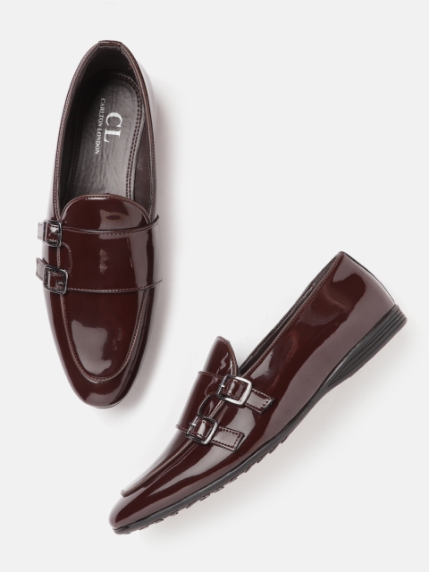 

Carlton London Men Coffee Brown Patent Finish Party Monks