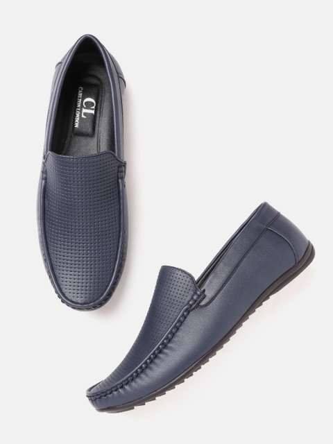 

Carlton London Men Navy Blue Textured Loafers