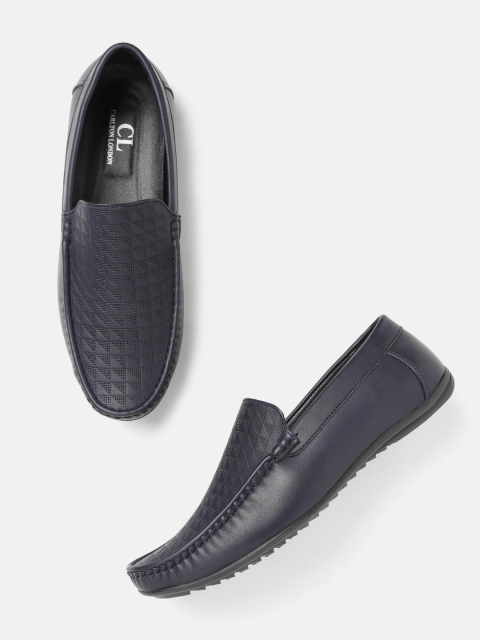 

Carlton London Men Navy Blue Textured Smart Casual Loafers
