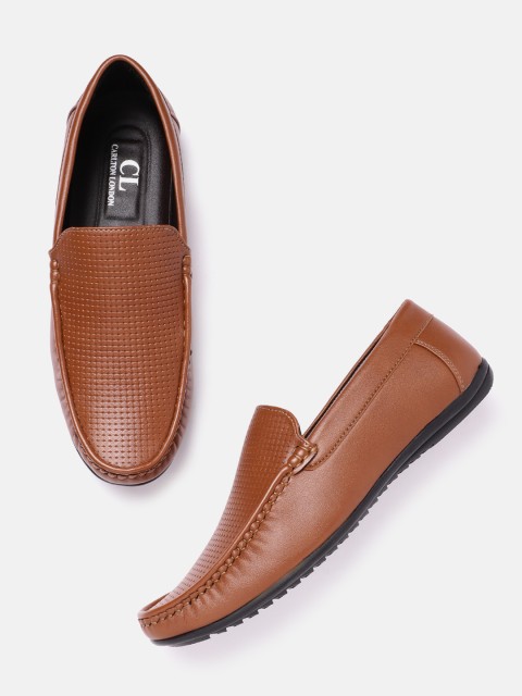 

Carlton London Men Tan Brown Textured Loafers
