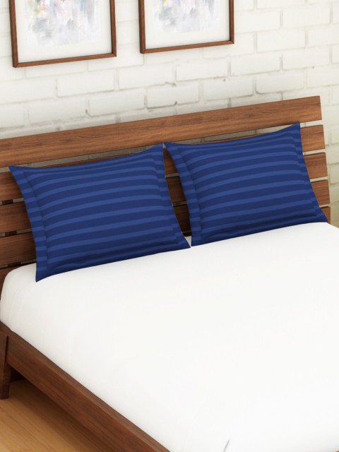 

SPACES Set Of 2 Blue Striped Pure Cotton Pillow Covers