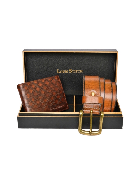 

LOUIS STITCH Men Brown Genuine Leather Accessory Gift Set