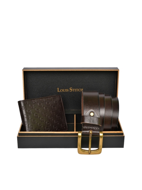 

LOUIS STITCH Men Brown Solid Genuine Leather Accessory Gift Set