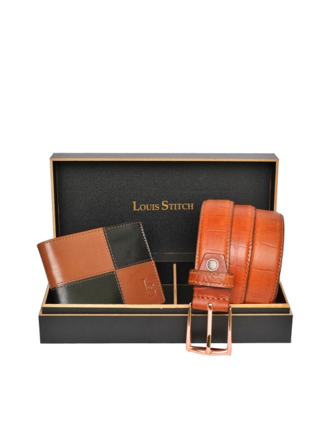 

LOUIS STITCH Men Genuine Leather Accessory Gift Set, Tan