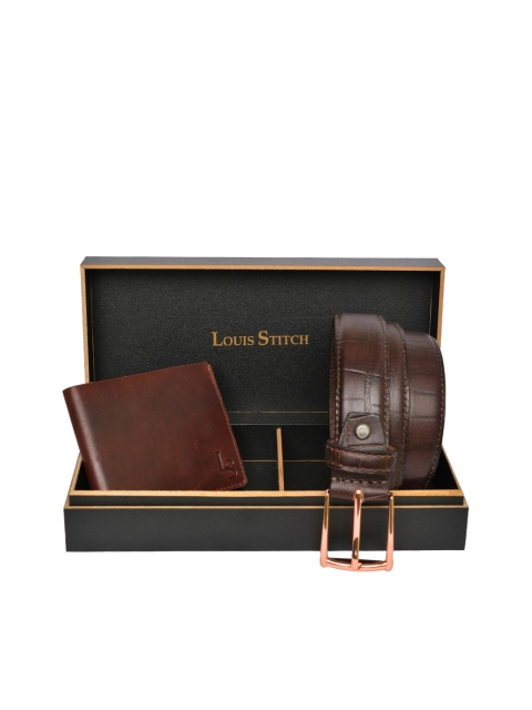 

LOUIS STITCH Men Brown Solid Genuine Leather Accessory Gift Set