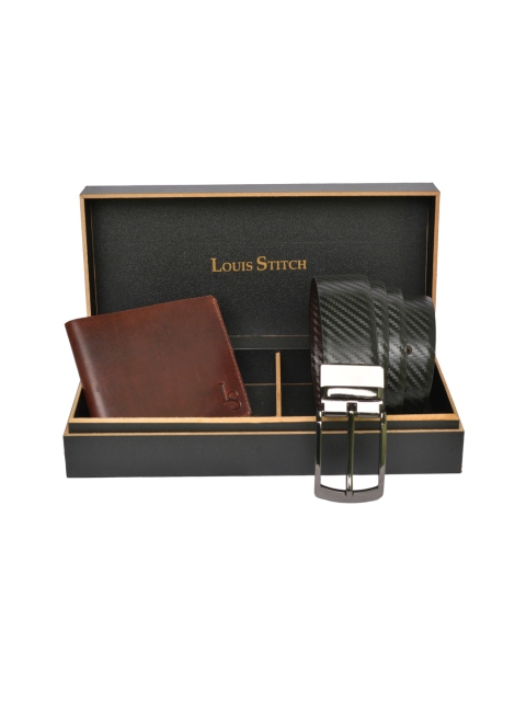 

LOUIS STITCH Men Genuine Leather Accessory Gift Set, Brown