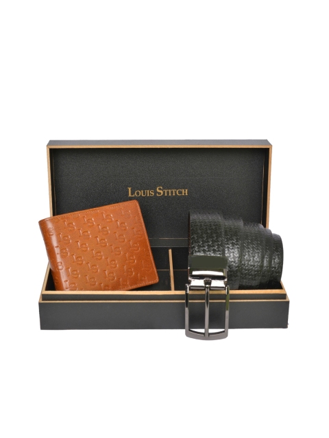 

LOUIS STITCH Men Genuine Leather Accessory Gift Set, Tan