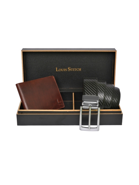 

LOUIS STITCH Men Genuine Leather Accessory Gift Set, Brown
