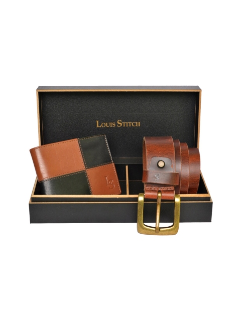 

LOUIS STITCH Men Genuine Leather Accessory Gift Set, Brown
