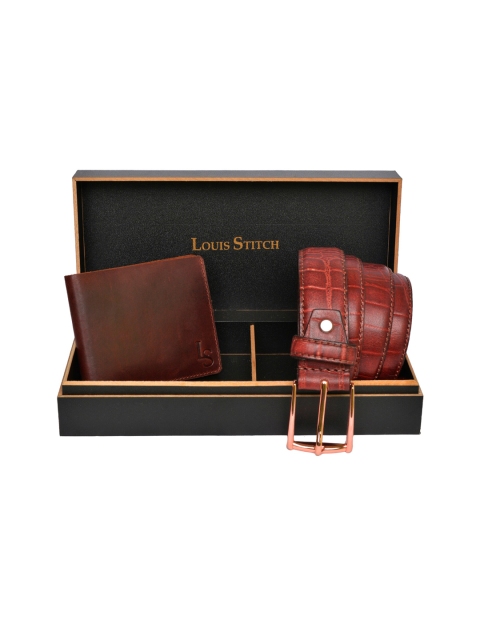 

LOUIS STITCH Men Genuine Leather Accessory Gift Set, Brown