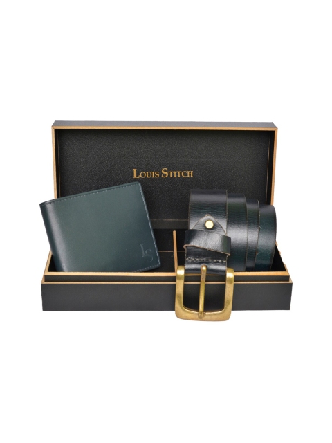 

LOUIS STITCH Men Solid Genuine Leather Accessory Gift Set, Teal