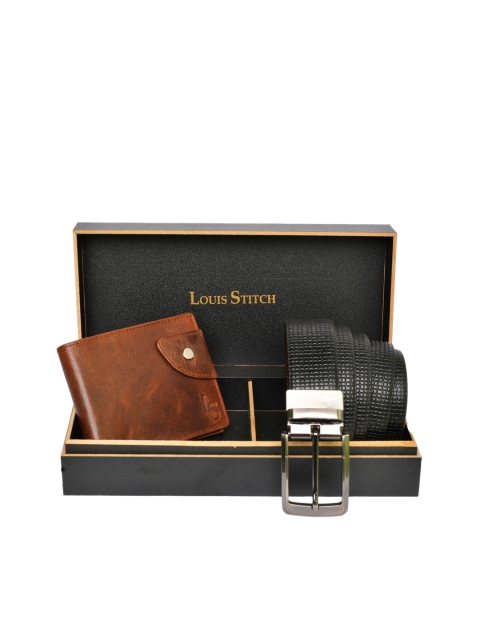 

LOUIS STITCH Men Genuine Leather Accessory Gift Set, Brown