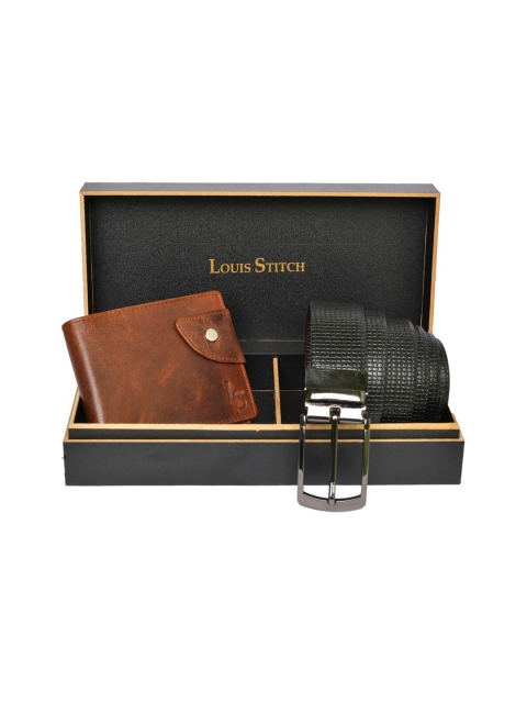 

LOUIS STITCH Men Genuine Leather Accessory Gift Set, Brown