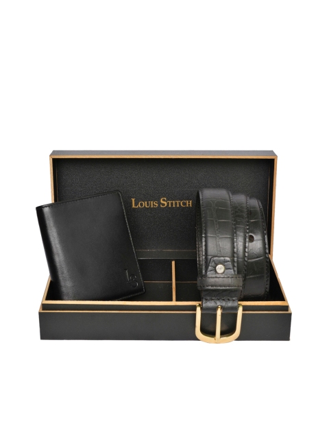 

LOUIS STITCH Men Black Solid Genuine Leather Accessory Gift Set