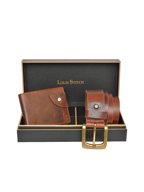 

LOUIS STITCH Men Brown Solid Genuine Leather Accessory Gift Set