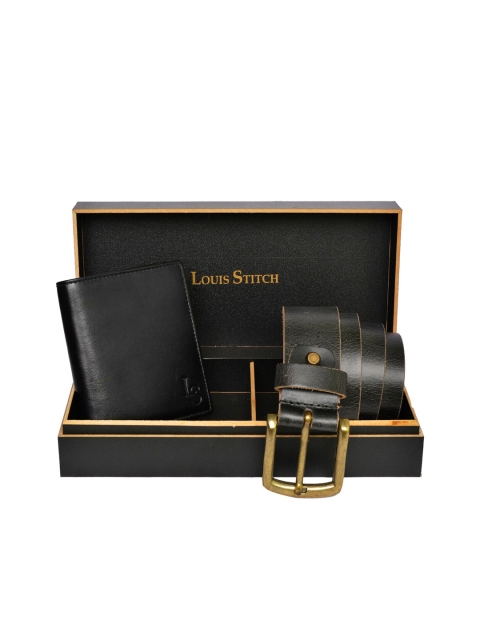 

LOUIS STITCH Men Black Solid Genuine Leather Accessory Gift Set