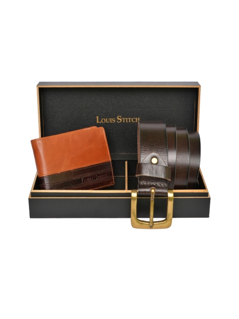 

LOUIS STITCH Men Genuine Leather Accessory Gift Set, Brown