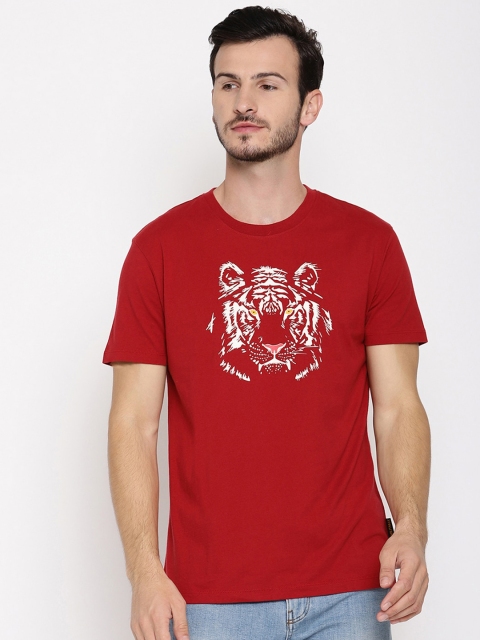 

Wolfpack Men Red Glowing Tiger Printed T-shirt