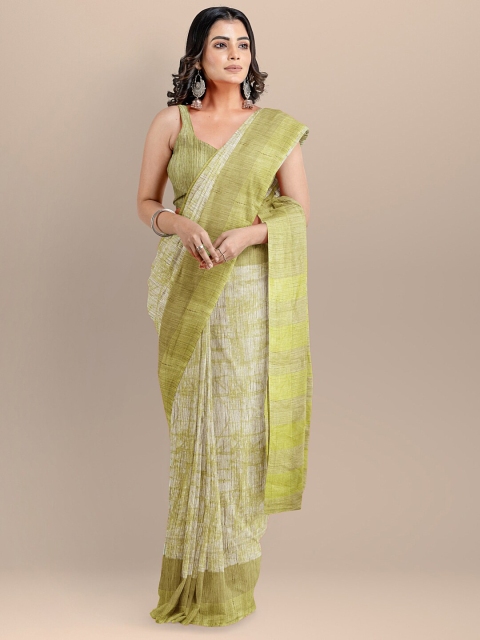 

BharatSthali Green & Off White Silk Cotton Narayan Peth Saree