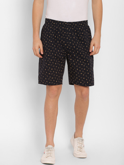 

SAPPER Men Navy Blue Printed Slim Fit Pure Cotton Regular Shorts