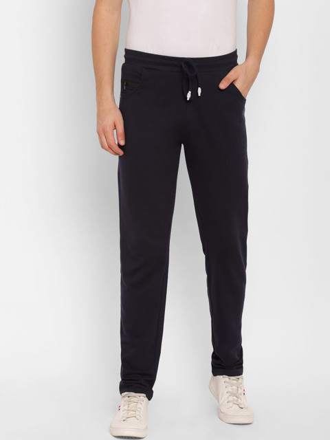 

SAPPER Men Navy Blue Solid Cotton Slim-Fit Track Pants