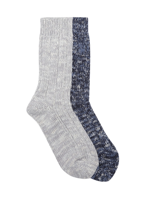 

Marks & Spencer Men Pack Of 2 Cotton Solid Socks, Grey melange