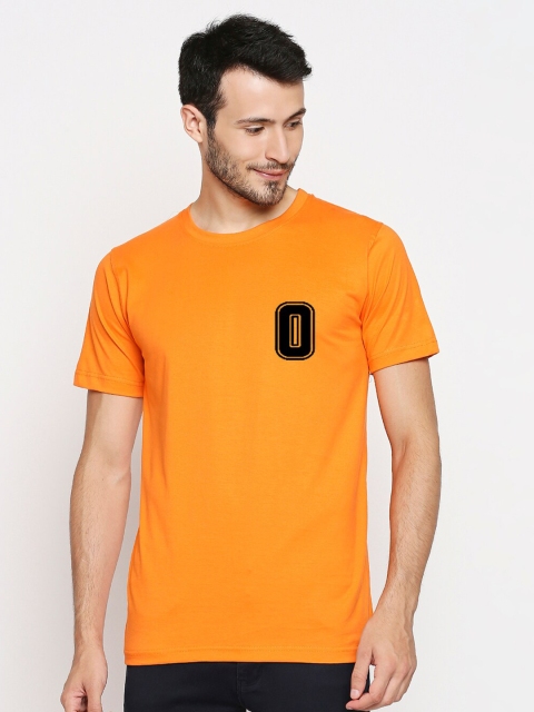 

Blacksmith Men Orange Black Typography Printed Pure Cotton T-shirt