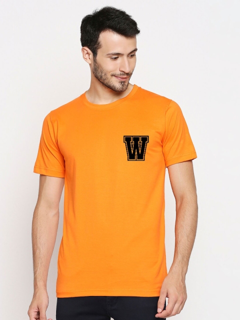 

Blacksmith Men Orange Black Typography Printed Pure Cotton T-shirt