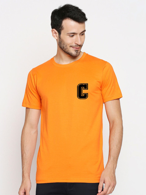 

Blacksmith Men Orange Black Typography Printed Pure Cotton T-shirt