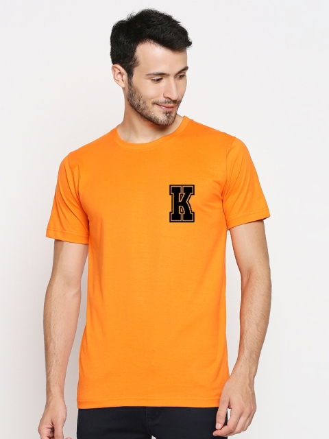 

Blacksmith Men Orange Black Typography Printed Pure Cotton T-shirt