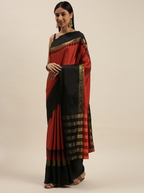 

KALINI Red & Black Woven Design Zari Art Silk Kanjeevaram Saree