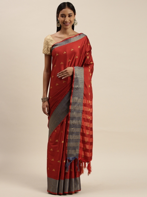 

KALINI Red Zari Art Silk Kanjeevaram Saree