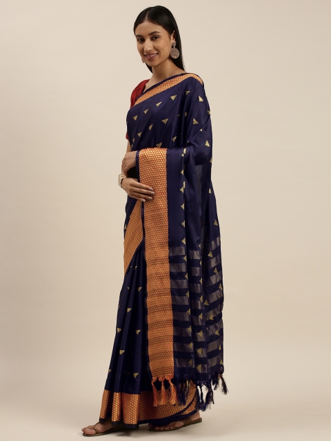 

KALINI Blue & Yellow Zari Art Silk Kanjeevaram Saree