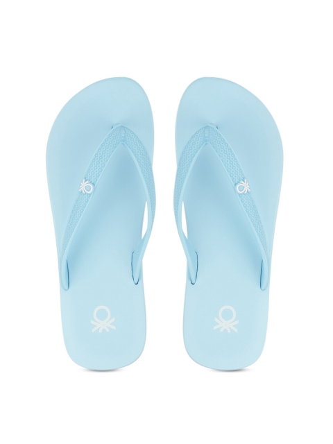 

United Colors of Benetton Women Turquoise Blue Rubber Thong Flip-Flops