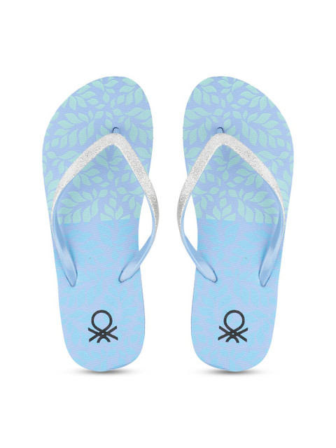 

United Colors of Benetton Women Blue Printed Rubber Thong Flip-Flops