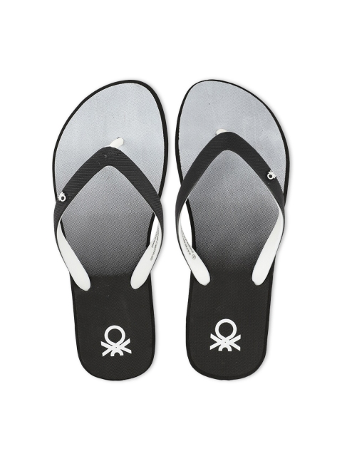 

United Colors of Benetton Women Black & White Printed Rubber Thong Flip-Flops