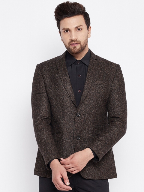 

Spirit Brown & Charcoal Black Self Design Blazer