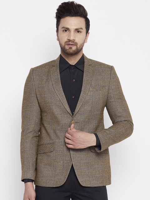 

Spirit Olive Brown Woolen Self Design Blazer