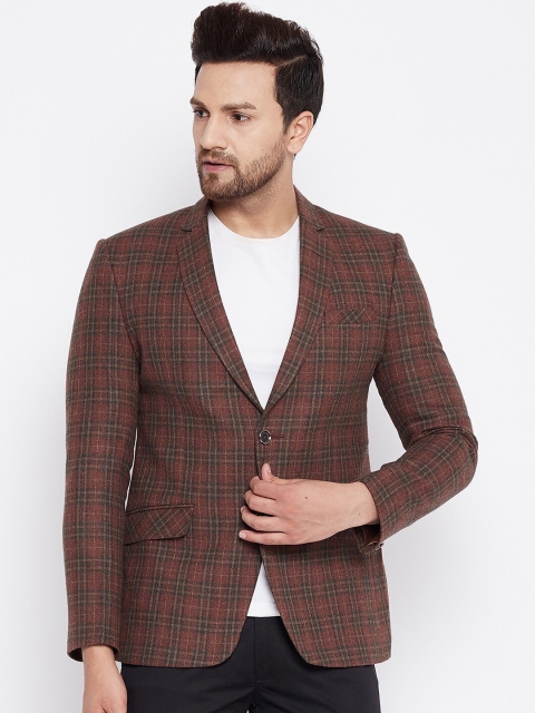 

Spirit Men Brown Self Design Tailored-Fit Single-Breasted Casual Blazer