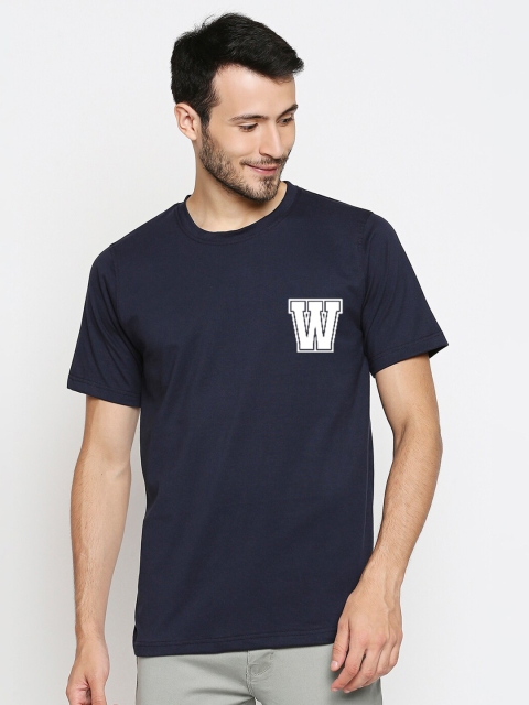 

Blacksmith Men Blue Printed Pure Cotton T-shirt