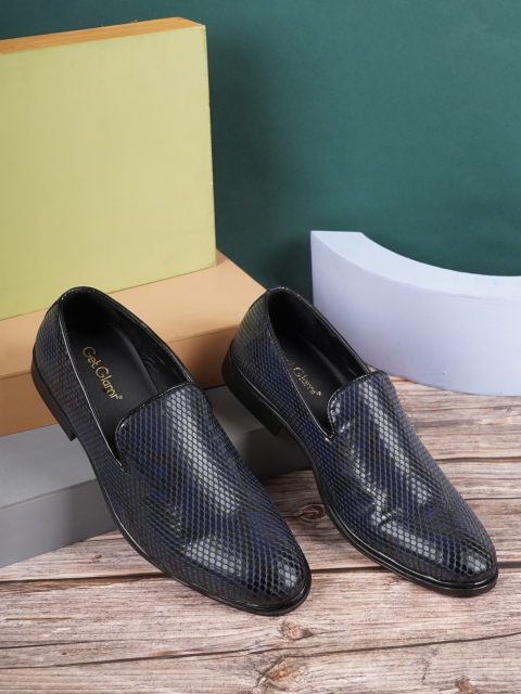 

Get Glamr Men Blue Textured Formal Loafers