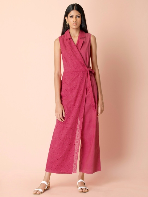 

INDYA Pink Schiffli Side Tie Jumpsuit