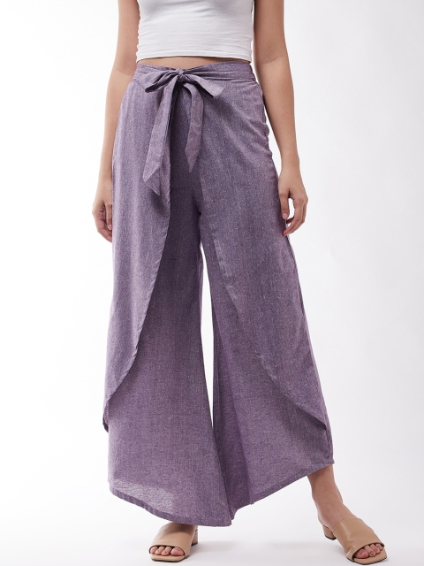 

InWeave Women Mauve Flared Chambray Parallel Trousers