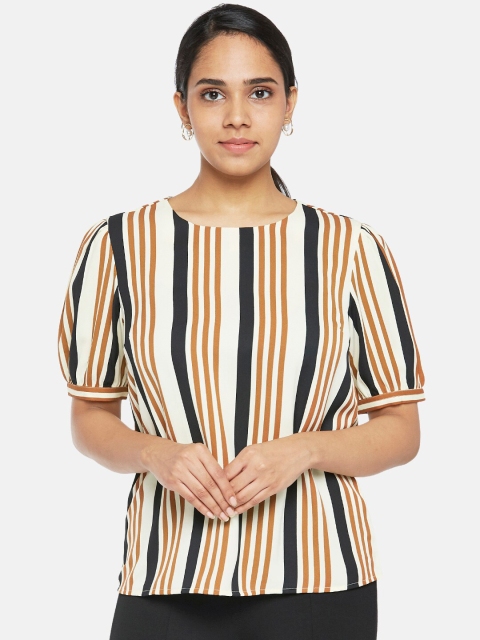 

Annabelle by Pantaloons Beige Striped Blouson Top