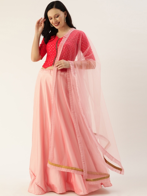 

EthnoVogue Red & Pink Made to Measure Lehenga & Blouse With Dupatta