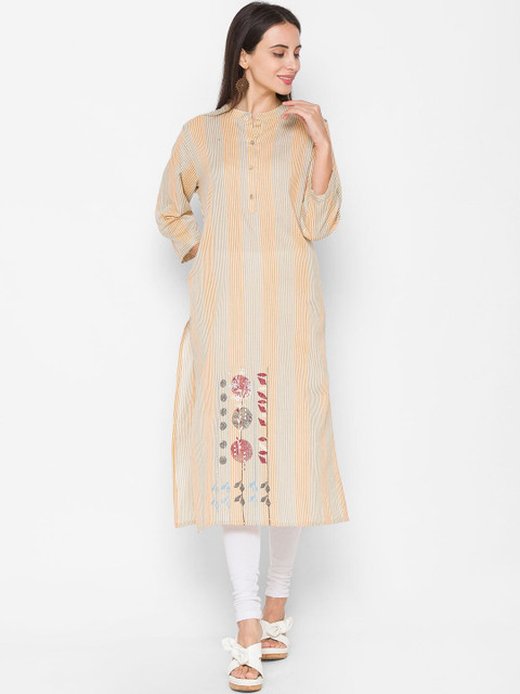 

ZOLA Women Beige Embroidered Kurta