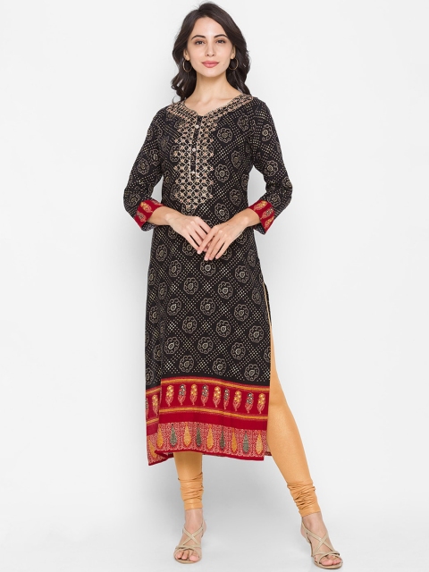 

ZOLA Women Black Ethnic Motifs Embroidered Kurta