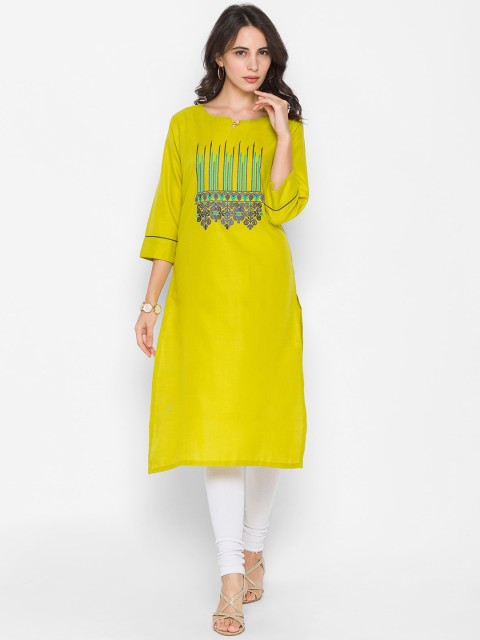 

ZOLA Women Green Embroidered Thread Work Kurta