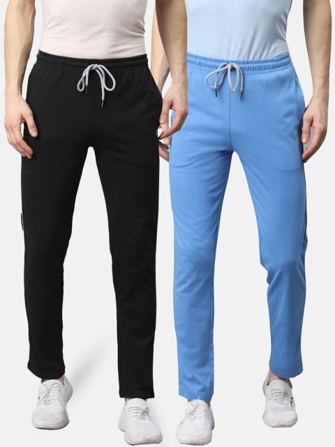 

Almo Wear Men Pack of 2 Slim Fit Cotton Track Pants, Black
